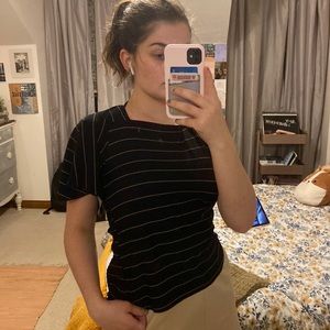 Black and white striped top w/ tie back detail